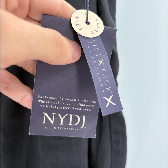 NYDJ Black Linen Lift Technology Flowy Classic Trouser Stretch Pants 28W 49 - Picture 6 of 14